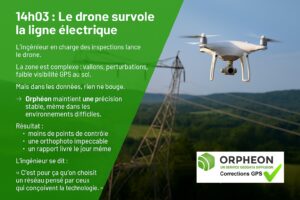 14h03 : Le drone survole la ligne électrique