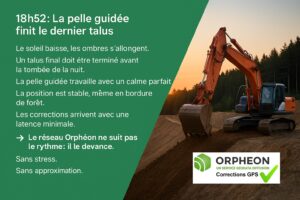 18h52 : La pelle guidée finit le dernier talus